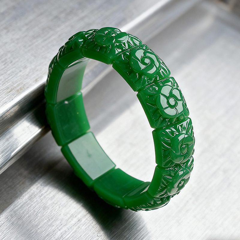 Women'S Accessories - Echte Jade Bloem Armband Designer Vintage