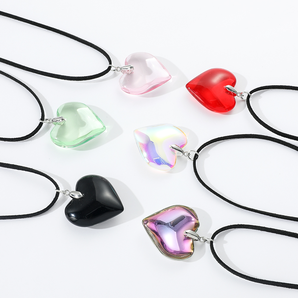Women Accessories Chain - Dubbellaagse eenvoudige strik kristallen hartvormige ketting