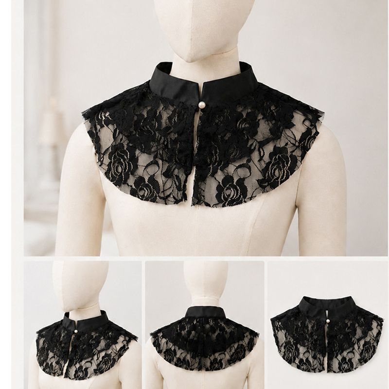 Women'S Accessories - Elegante kanten bloemenkraag, afneembare blousekraag voor